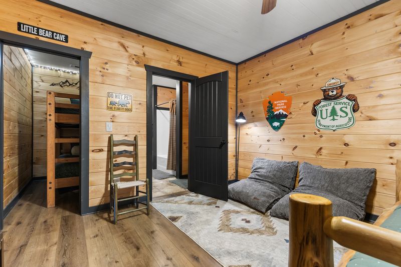 The bunk room and the doorway to the Little Bear Cave