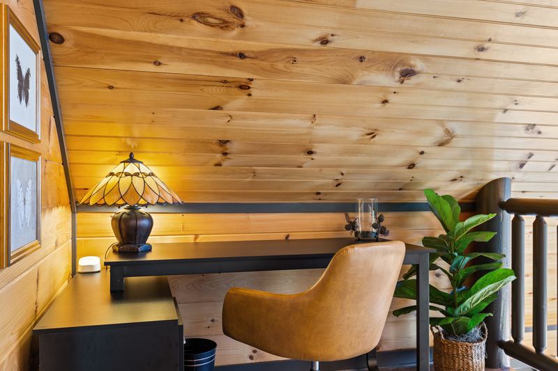 The loft desk overlooking the great room