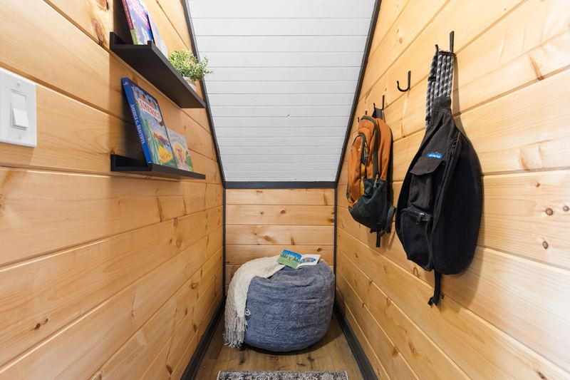 The kids' reading nook with a bean bag